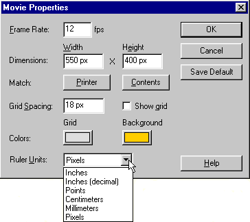 Setting the movie properties